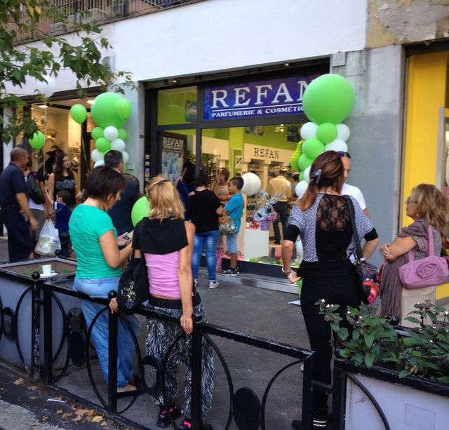 The doors of the new "REFAN" store in Roma, Italy